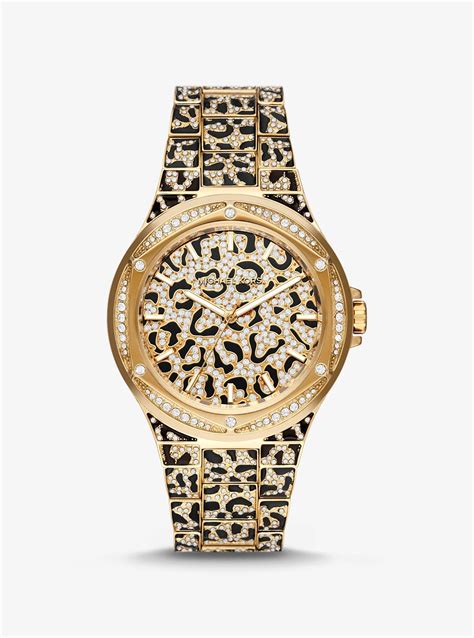 michael kors lennox animal pave watch|Oversized Lennox Animal Pavé Gold.